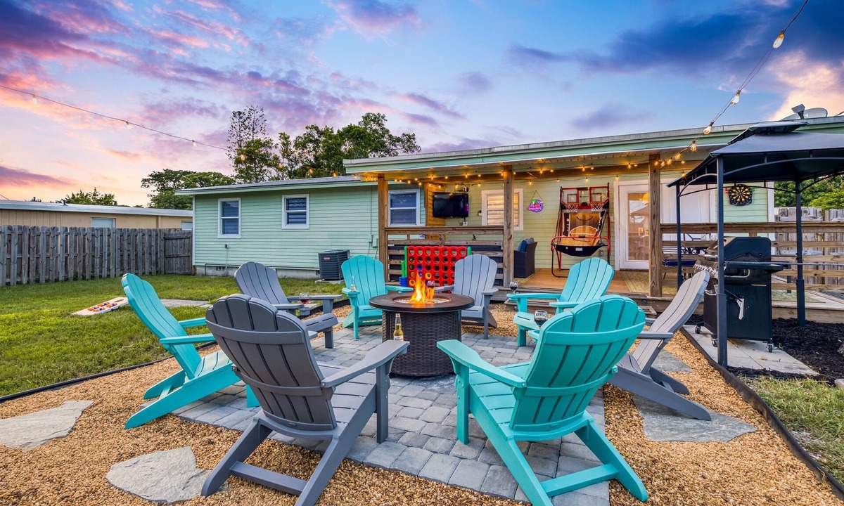 North River Shores House | Arcade Game Room · Firepit Patio · Kids Bunkroom