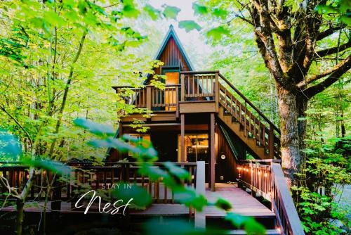 Skykomish House | Designer A-Frame Forest Hot Tub Fire Pit