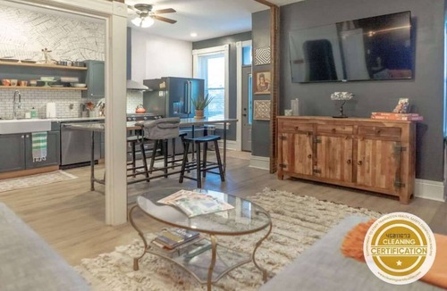 Tower Grove East Condo | 2BR with Workspaces & Deck ABODEbucks