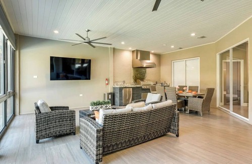 Boyette Springs House | Backyard oasis w/pool, sauna & fire pit