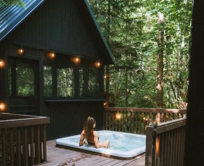 Skykomish House | Designer A-Frame Forest Hot Tub Fire Pit