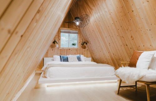 Skykomish House | Designer A-Frame Forest Hot Tub Fire Pit