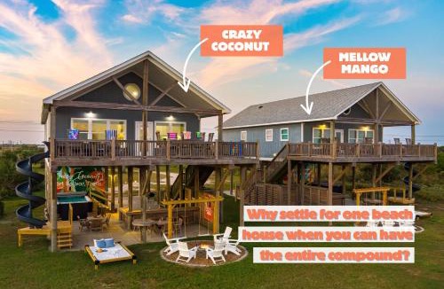 Port Bolivar House | Double Beachfront Bliss | 2 Side-by-Side Homes | 8BR | 2 Spas | Sleeps 24