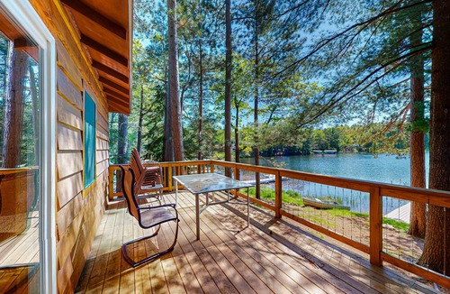 Boulder Junction Cabin | Lakefront cabin with private dock, boat, firepit, fish cleaning house, fireplace
