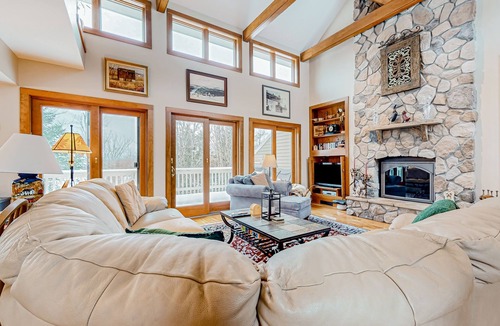 Bromley Mountain House | Mountain-view townhome with seasonal pool, ski shuttle, & private deck