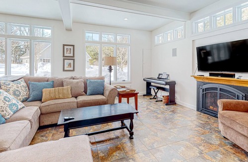 Quechee House | Quechee Lakes getaway near Club & Ski Area - pond views, office space & garage