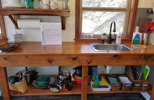 Garfield House | Tiny Cabin-Lakefront Perfect Escape for 1 or 2 Guests; King Size Bed in Loft.