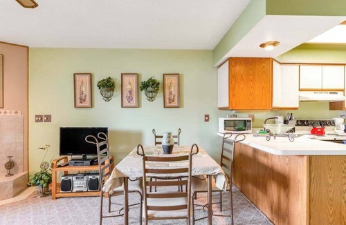 Lake Delton Condo | Waterfront condo with resort amenities, grill, firepit, jetted tub, & partial AC