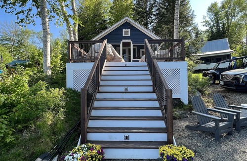 Lunenburg Cabin | Waterfront VT Camp - enjoy coffee on the porch or cocktail by the lakeside fire