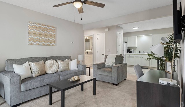 Brand New! Modern 1BD,1BA Hidden Gem w/King Bed, Patio, Fast WiFi & Free Parking