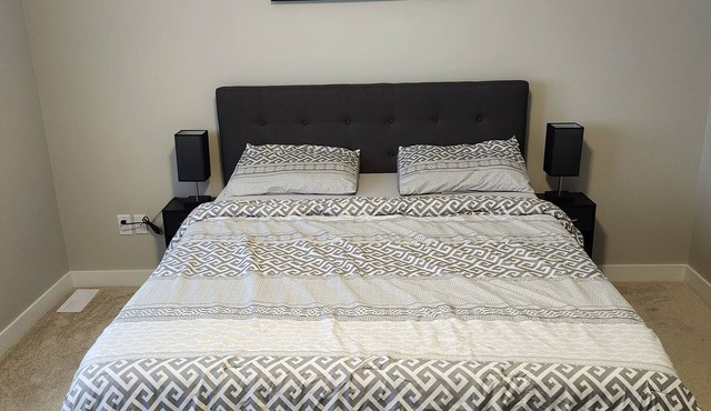 Budget Friendly Master bedroom Equipped with full Furniture in brand new home.