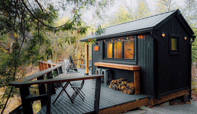 Cozy tiny house surrounded by a private forest near Toronto .