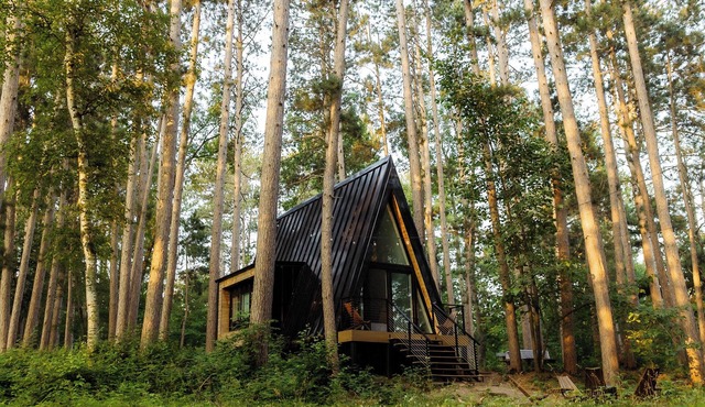 Modern A Frame Cabin on Private Nature Lake in Hackensack